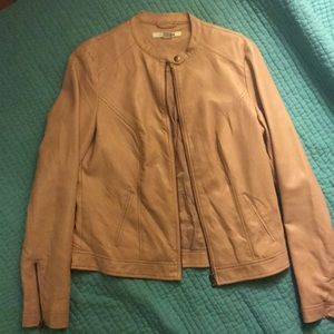 Tan/pink faux leather jacket